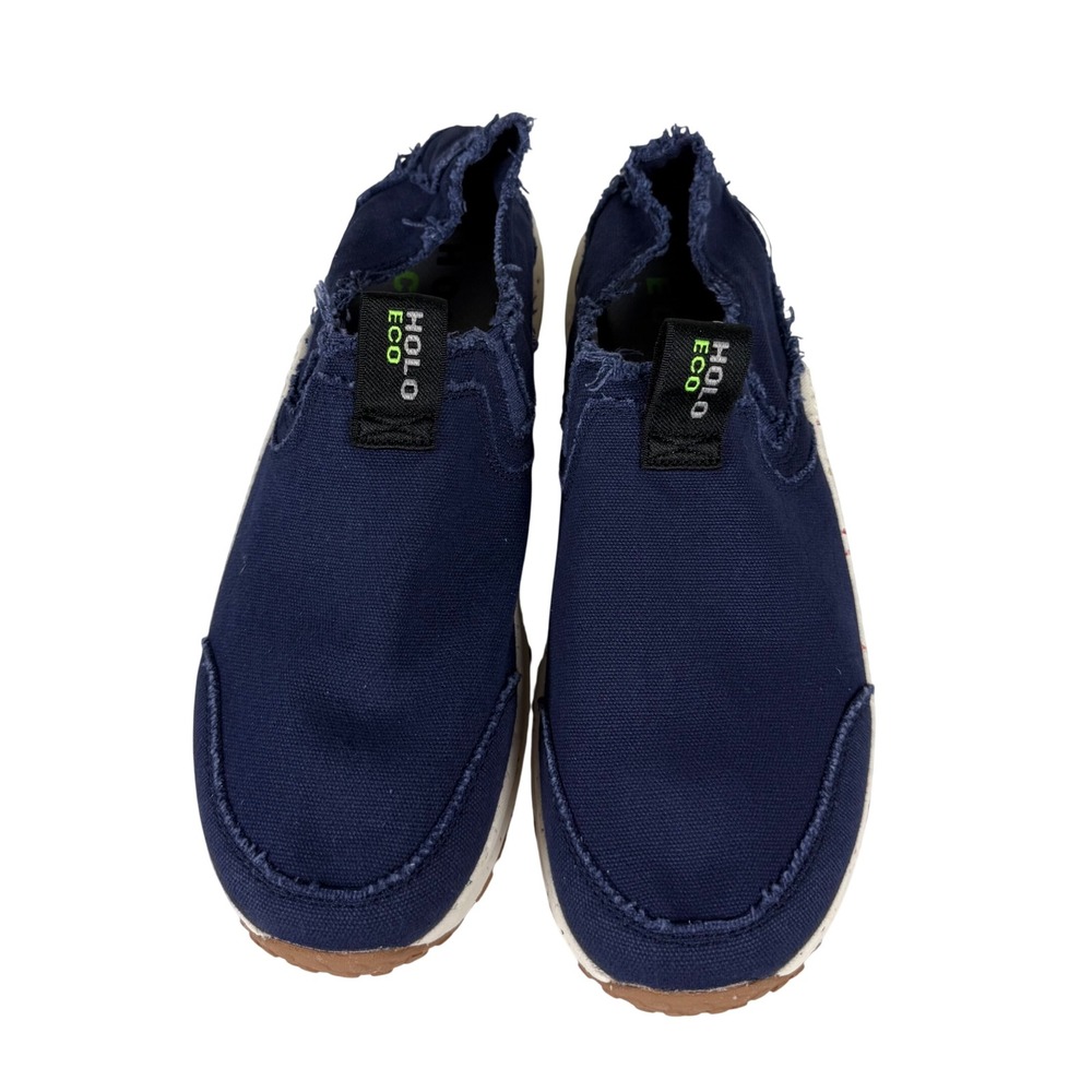 HOLO Footwear Mens 10.5 Loafers Navy Frayed Canvas Eco Friendly Casual HM1230
